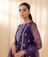 Women's Unstitched Purple Blended Organza Three Piece Suit